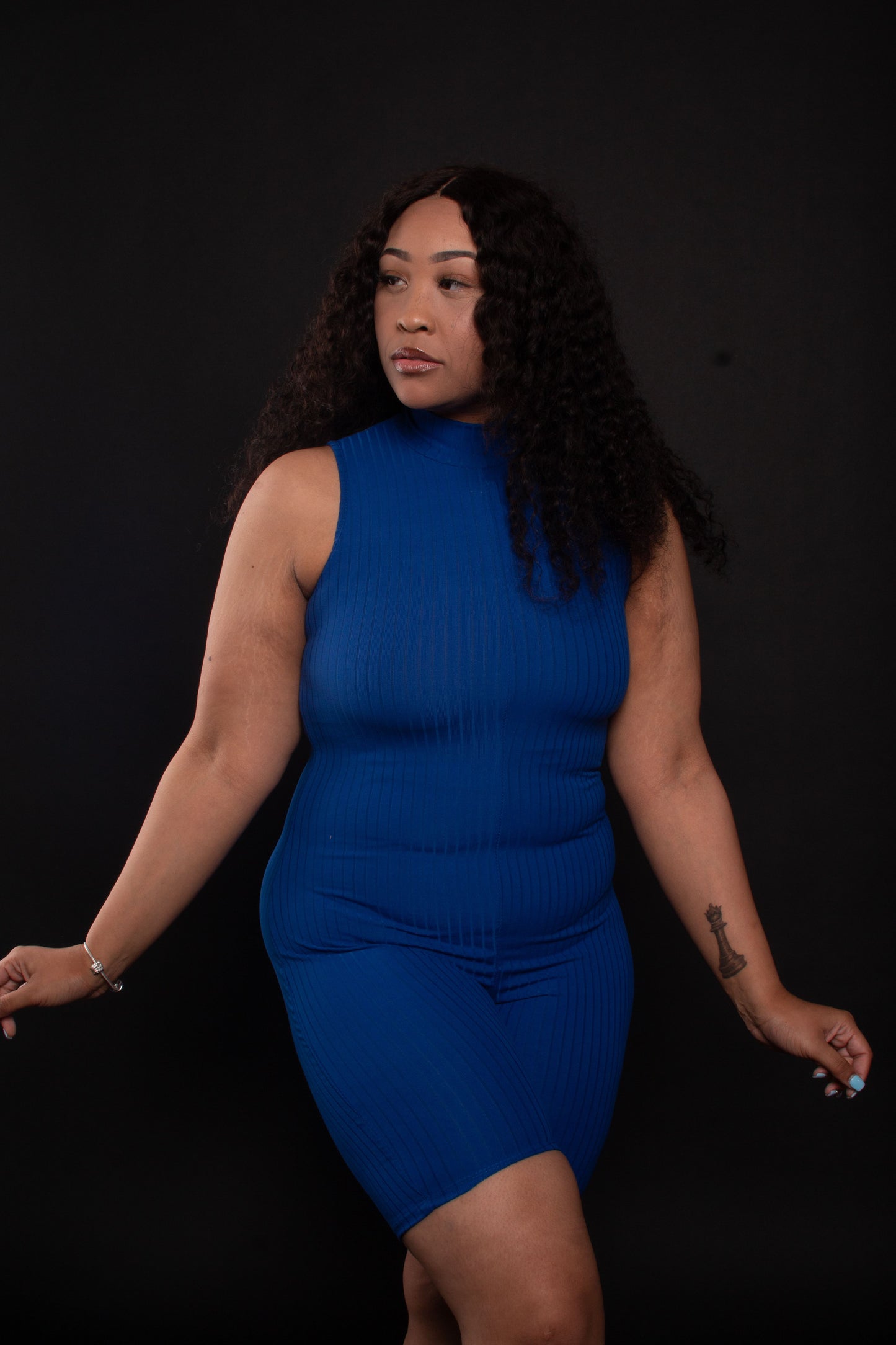 Ribbed Me Not Romper (Royal Blue)